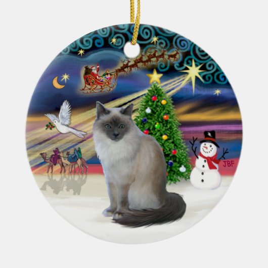 Kerstmagie - Birmaanse kat Keramisch Ornament (Voorkant)