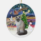 Kerstmagie - Birmaanse kat Keramisch Ornament (Links)