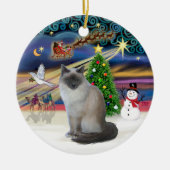 Kerstmagie - Birman kat Keramisch Ornament (Voorkant)