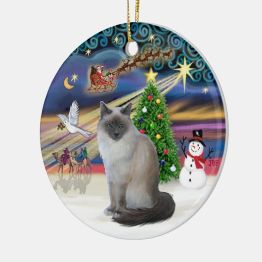 Kerstmagie - Birman kat Keramisch Ornament (Links)
