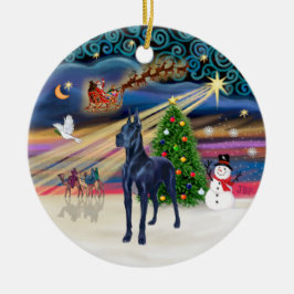 Kerstmagie - Blauwe Dog Argenteuil Keramisch Ornament