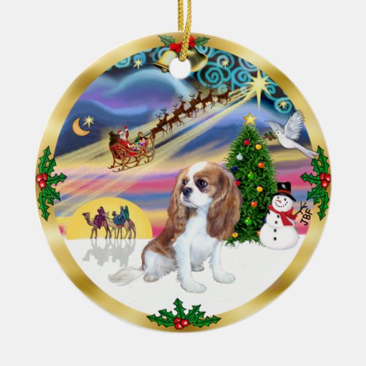 Kerstmagie - Blenheim Cavalier Keramisch Ornament (Voorkant)