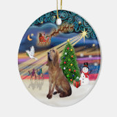 Kerstmagie - Bloodhound Keramisch Ornament (Links)