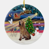 Kerstmagie - Bloodhound Keramisch Ornament (Achterkant)