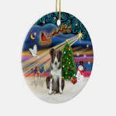 Kerstmagie - Border Collie (bruin-wit) Keramisch Ornament (Rechts)