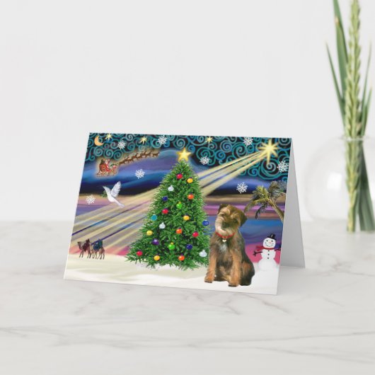 Kerstmagie Border Terrier Feestdagen Kaart (Voorkant)