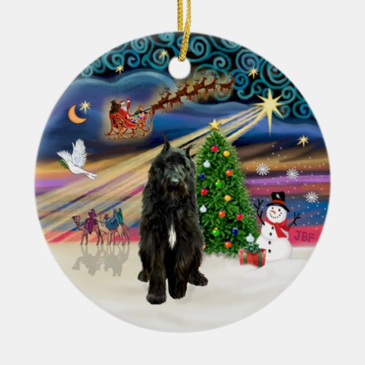 Kerstmagie - Bouvier (zwart) Keramisch Ornament (Voorkant)
