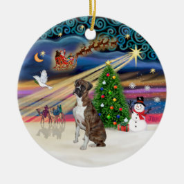 Kerstmagie - Boxer (Tigerrand-natuurlijk) Keramisch Ornament