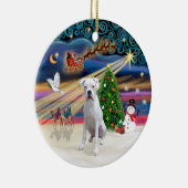 Kerstmagie - Boxer (wit) Keramisch Ornament (Rechts)