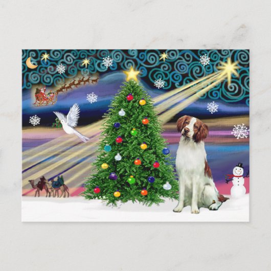 Kerstmagie Brittany Spaniel Feestdagenkaart (Voorkant)