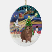 Kerstmagie - Bruine Cavia Keramisch Ornament (Rechts)