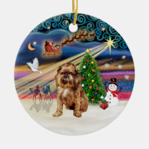 Kerstmagie - Brussels Griffon (rood) Keramisch Ornament