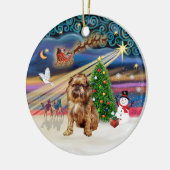 Kerstmagie - Brussels Griffon (rood) Keramisch Ornament (Links)
