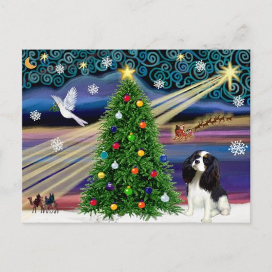Kerstmagie Cavalier King Charles (Tri) Briefkaart (Voorkant)