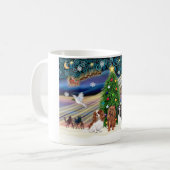 Kerstmagie / Cavalier King Charles (vier) Koffiemok (Voorkant links)