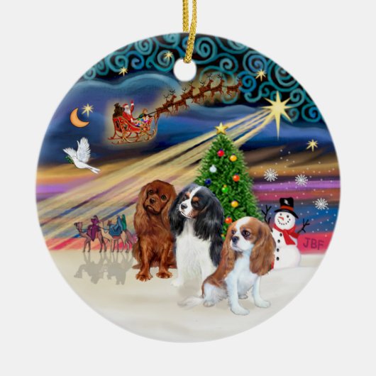 Kerstmagie - Cavaliers (drie) Keramisch Ornament (Voorkant)