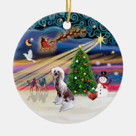 Kerstmagie - Chinese Crested Keramisch Ornament (Voorkant)