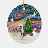 Kerstmagie - Chinese Crested Keramisch Ornament (Links)