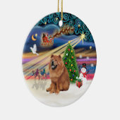 Kerstmagie - Chow Chow (rood) Keramisch Ornament (Rechts)
