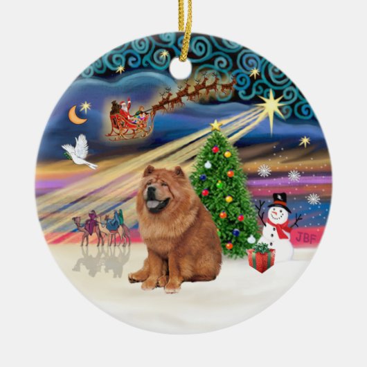 Kerstmagie - Chow Chow (rood) Keramisch Ornament (Voorkant)