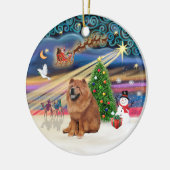 Kerstmagie - Chow Chow (rood) Keramisch Ornament (Links)