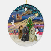 Kerstmagie - Cocker Spaniels (drie) Keramisch Ornament (Links)