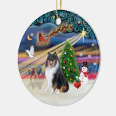 Kerstmagie - Collie (drie kleuren) Keramisch Ornament (Links)