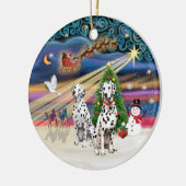 Kerstmagie - Dalmatiërs (twee) Keramisch Ornament (Links)