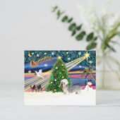 Kerstmagie-Dandi Dinmont grijs Feestdagenkaart (Staand voorkant)