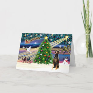 Kerstmagie-Dobermann Zwart-Natuurlijk Feestdagen Kaart