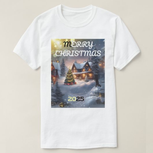 Kerstmagie: een gloeiend winterdorp t-shirt (Design voorkant)