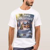 Kerstmagie: een gloeiend winterdorp t-shirt (Voorkant)