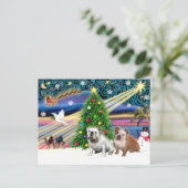 Kerstmagie Engelse Bulldogs (2) Feestdagenkaart (Staand voorkant)