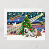 Kerstmagie Engelse Bulldogs (2) Feestdagenkaart (Voorkant / Achterkant)
