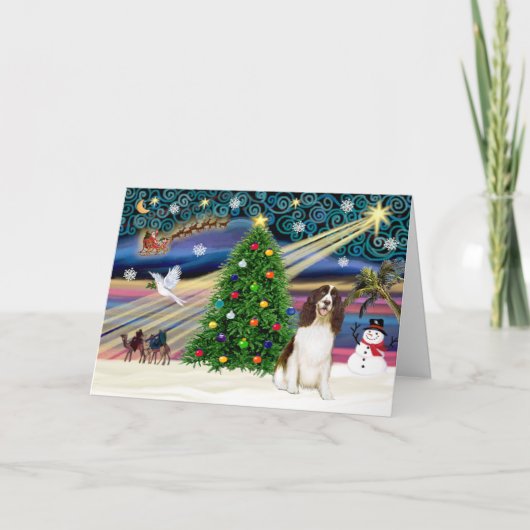 Kerstmagie-Engelse Springer Feestdagen Kaart (Voorkant)