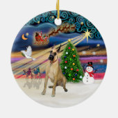 Kerstmagie - Fawn Great Dane #20 (zit) Keramisch Ornament (Achterkant)