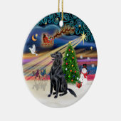 Kerstmagie - Flat Coated Retriever Keramisch Ornament (Rechts)