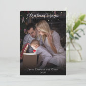 Kerstmagie Foto Script Typografie Overlay Feestdagenkaart (Staand voorkant)