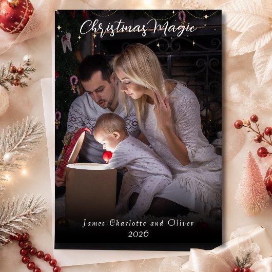 Kerstmagie Foto Script Typografie Overlay Feestdagenkaart