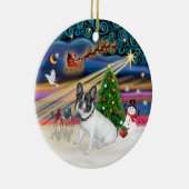 Kerstmagie - Franse Bulldog (wit-zwart) Keramisch Ornament (Rechts)