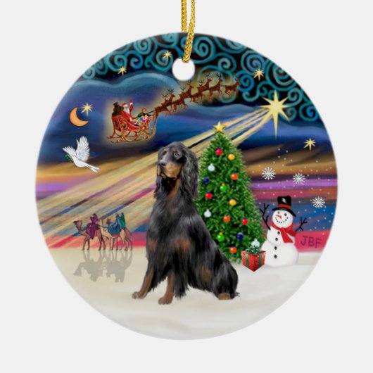 Kerstmagie - Gordon Setter Keramisch Ornament (Voorkant)