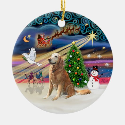 Kerstmagie - Goud (B-2010) Keramisch Ornament (Voorkant)