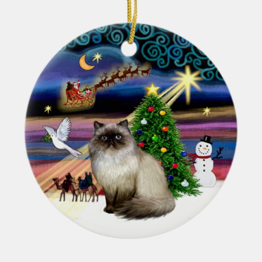 Kerstmagie - Himalayan 7 (seal point) Keramisch Ornament (Voorkant)