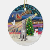 Kerstmagie - Ierse Wolfshond Keramisch Ornament (Links)