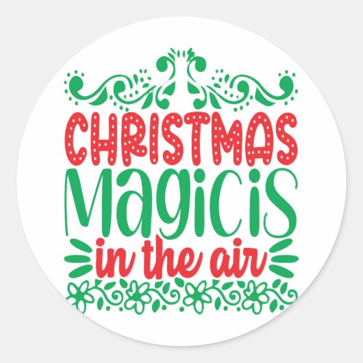 Kerstmagie in de lucht ronde sticker (Voorkant)