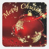 Kerstmagie in een rode-kaartenvelop vierkante sticker (Voorkant)