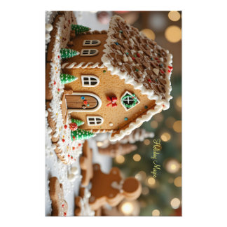 Kerstmagie in een suikerhuisje foto afdruk