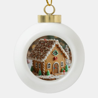 Kerstmagie in een suikerhuisje keramische bal ornament