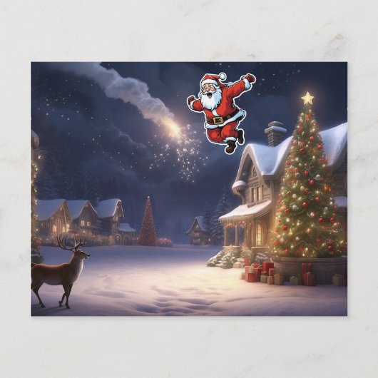 Kerstmagie is in de lucht en nieuwjaarskerstman flyer (Voorkant)