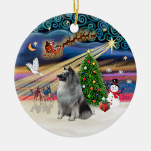 Kerstmagie - Keeshond Keramisch Ornament
